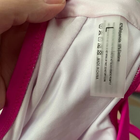 Hilinker Brand Women's Large NWOT Pink V Neck High Waisted Bikini Swimsuit - Picture 4 of 4